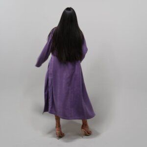 “Lavender Suede Matching Set • 2-Piece Skirt + Duster Coat • Soft Pastel Purple
